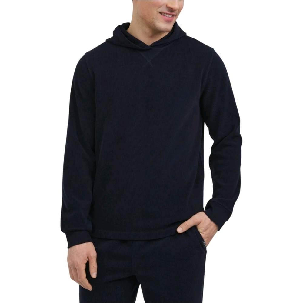 Eddie Bauer Men’s Textured-Knit Lounge Hoodie Pullover Top - L - Dark Blue